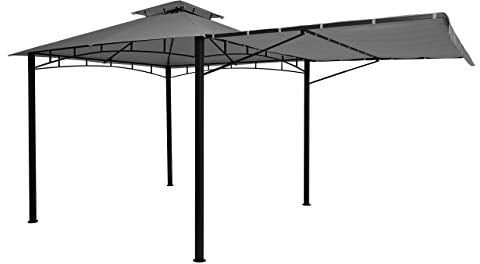 Pergola HWC-F94, Garten Pavillon, Stahl bewegliche Seitenwand 2,5x2,5m - grau