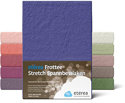 etérea Frottee Spannbettlaken 180x200-200x200 cm Marine für 15-25 cm Steghöhe 80% Baumwolle + 20% Polyester - Oekotex Spannbetttuch Bett Bezug Matratzen - Bettlaken 180x200cm - 200x200cm Blau