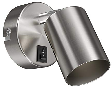 ledscom.de Wandleuchte WAIKA, Schalter, edelstahl matt, rund, 1x GU10 max. 60W