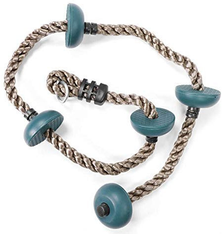 Corde d'escalade et balançoire pour Enfants , avec Anneaux circulaires , Disque de balançoire pour Enfants , avec Support de Pied à nœuds , pour Corde d'escalade d'arbre pour Enfants . (Dark Green)