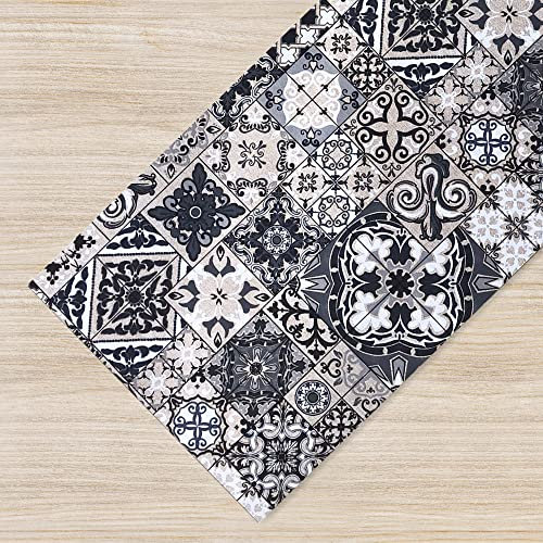 IlGruppone Tappeto Cucina Antiscivolo Made in Italy Passatoia Antimacchia Multiuso Corridoio Soggiorno Lavabile in Lavatrice - Nero - 50x100cm