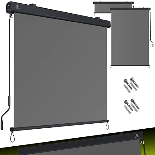 KESSER® Toldo Vertical para Exteriores, toldo Enrollable para Balcones, protección Solar y de la intimidad, protección Solar, toldo para Exteriores, Balcones y terrazas, Gris, 140 x 250cm