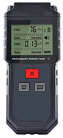Ouitble ET825 Tragbarer elektromagnetischer Strahlungstester, Tragbarer Digitaler LCD-EMF-Messgerät-Detektor mit akustischem Alarm für Zuhause, Fabrik, Strahlungsmessung