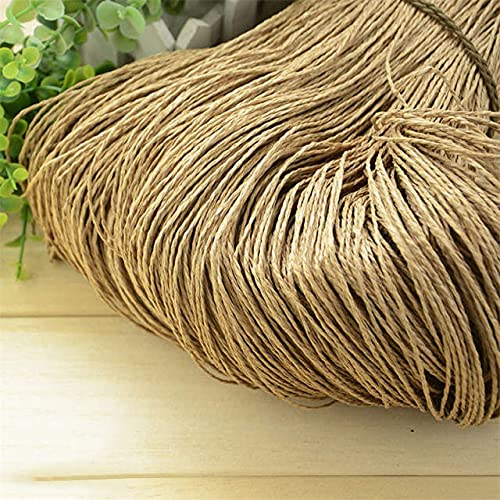 JIUFU 600 Metros 500g Hilo de Paja de Rafia Natural para Tejido a Mano Crochet Sombrero de Verano Bolso cojín cestas Material de Tejer DIY