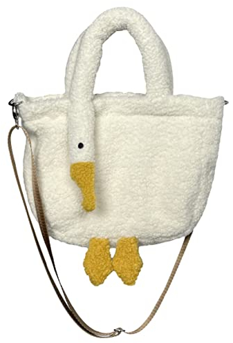 XACKWUERO Damen süße Gans Plüschtasche lustige Neuheit Gans Tote Handtasche Schulter Shopper Tasche (Schulter)