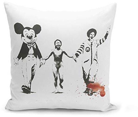 Fabulous Kissen Kissenbezug 40x40 cm Banksy Napalm Mickey Ronald Vietnamkrieg