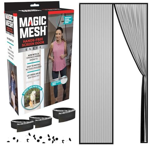 Magic Mesh Elite, robustere magnetische Fliegengittertür, verstärkte Nähte, Starke und versteckte Magnete, hält Insekten fern, passend für Einzeltüren bis zu 99,1 x 210,8 cm
