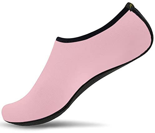 JACKSHIBO Schwimmschuhe Damen Barfussschuhe Barfußschuhe Herren Badeschuhe Wasserschuhe Strandschuhe Surfschuhe Aquaschuhe 26 Pink 41/42 EU XL