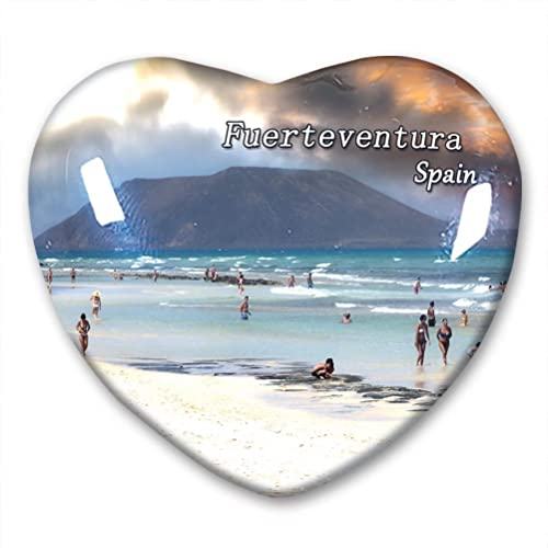 Spanien Fuerteventura Kühlschrankmagnet Kühlschrank-Aufkleber Kollektion Dekorativer Magnet Reise-Souvenir Herzform Kristallglas