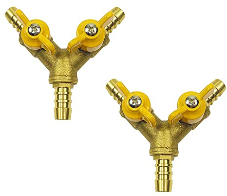 Raccordo per tubo a 3 vie, raccordo per valvola a sfera 3 vie intersezione per raccordo di chiusura, portagomma in ottone diviso da 1/2 per gas, acqua, olio per irrigazione del giardino, 2 pezzi