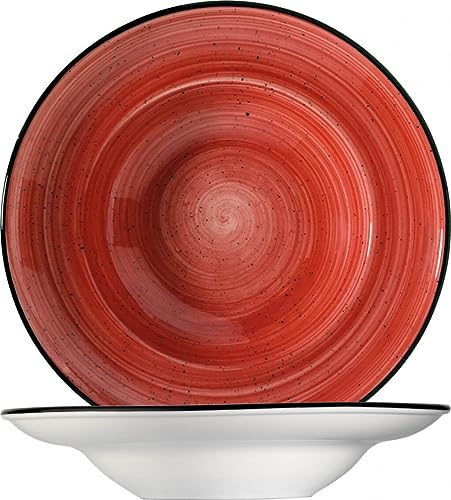 Bonna Aura Passion Gourmet - Juego de 6 platos hondos (27 cm, 45 cl, porcelana), color rojo y crema