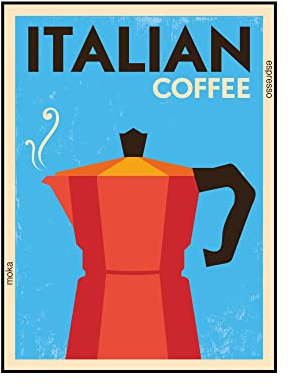 Poster caffè stampa da parete caffettiera retro moka decorazioni da parete vintage per arredo 30x40 DIN A3 SENZA CORNICE (pop caffè 2)