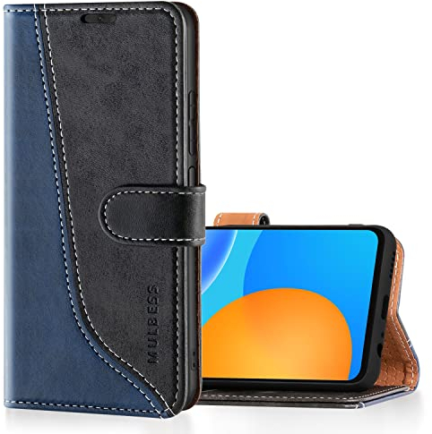Mulbess für Huawei P Smart 2021 Hülle, Handyülle Leder mit Kartenfach, Klapphülle mit Magnetverschluss, Flip Case Etui Handytasche Schutzhülle, Stilvoll Schwarz