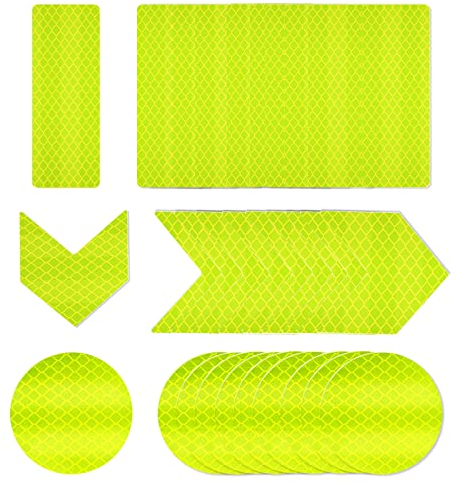 ERBO 30 Stück Warnung Reflektorband Selbstklebend, Reflektierende Aufkleber Nachtsichtbarkeit Warnklebeband, Reflektoren Aufkleber für Fahrrad, Motorrad, Helme, Kinderroller (Gelb,3 x 8 CM)