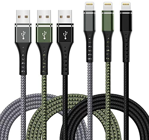 DFLASHS 3FT Nylon Braided Lightning Cable 3-Pack Compatible with iPhone 14/13/12/11 Pro Max/XR/XS/X/8/7/6 Plus/SE iPad and More