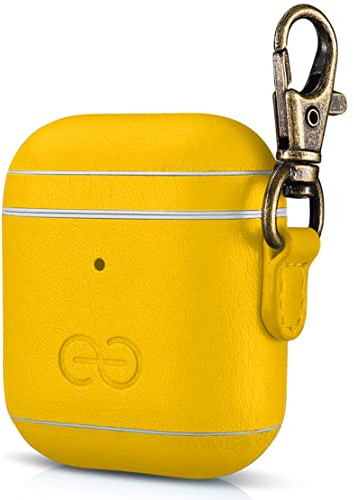 Dreem para Om AirPods 1 & 2 Funda de Cuero Vegano con Clip - Compatible con Auriculares inalámbricos Bluetooth de Apple para iPhone - Amarillo