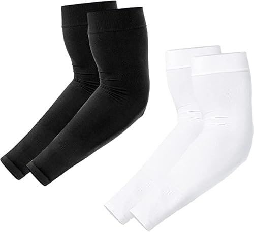 Mangas para Brazos de Proteccion UV 2 Pares Manguitos Compresión Hombre Mujer para Conducir Ciclismo Baloncesto Golf Running Fútbol Cubierta del Tatuaje
