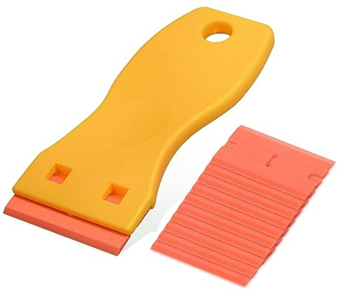 Raschietto di plastica con 10 raschietti di rasoio di plastica, rimozione adesiva, rimozione appiccicosa per la dell'etichetta, colla, nel vetro, finestra, 1, 5 pollici, yellowscraper