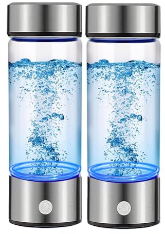 2 Pack Portable Hydrogen Water Bottle Generator, Hydrogen Water Ionizer Machine Rechargeable, Hydrogen Rich Water Glass Health Cup for Home Travel 420ml