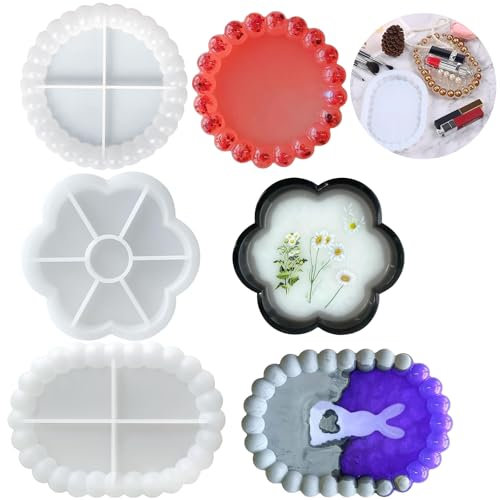 3Pcs Moule de Dessous de Verre à Bulles Set, Moule de Moulage en Résine Époxy de Rond Bulle Réutilisable, Moule de Plateau à Bulles en Silicone pour Bricolage Décoration Rangement de Bijoux