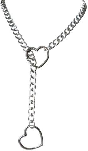 QTTRPCU O-Ring Verstellbare Herz Slip Kette, Handgemachter Punk Gothic Slip Chain Necklace, Choker Kette