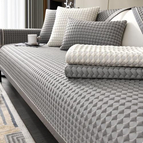 Gluhbirnen Sofa Überzug, Sofa Überwurfdecke, Couch Überzug, Sofadecken für Sitzfläche, Sofaläufer, Sofaschoner rutschfest, Sofa Schoner, Anti Slip Sofa Cushion, Decke für Sofa, Grau, 90 * 160CM