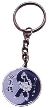 Playwell Porte-clés Arts Martiaux - Porte-clés Aïkido Yin Yang, blanc, 8cm