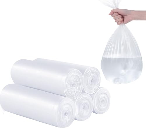 Kleine, transparente Müllbeutel, exakt dick, für Badezimmer, Zuhause, Büro, passend für 6–8 Liter (100 Stück)