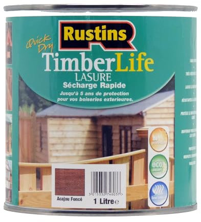Rustin's Timberlife - Láser para madera - Uso exterior e interior - UV y 5 años de protección - Caoba oscura - 12m²/L - 1 litro