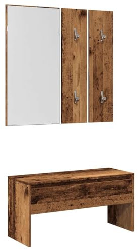 vidaXL Garderoben-Set Altholz-Optik Holzwerkstoff, Flurmöbel, Dielenmöbel, Garderobe, Flurmöbelset, Dielenmöbel Set, Flurgarderobe, Flurbank, Sitzbank