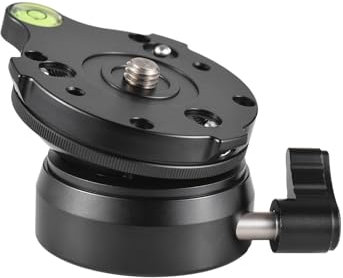 Hanzete Tripod Leveling Base Photography Camera Tripod Head Aluminum Alloy Camera Leveler Bubbler Level Adjusting Plate 15° Inclination with 3/8 Inch Mounting Screw Compatible with Nikon DSLR