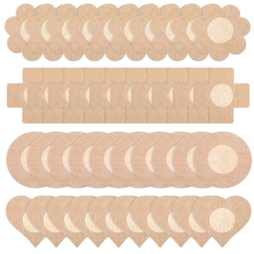 JIEYAO 40 Stück Einweg Brustabdeckungen Nippelabdeckungen, Nippelpads Sexy Nipple Cover 4 Stile Einweg Brust Aufkleber Unsichtbar Selbstklebend Nippelaufkleber für Frauen Mädchen Valentinstag