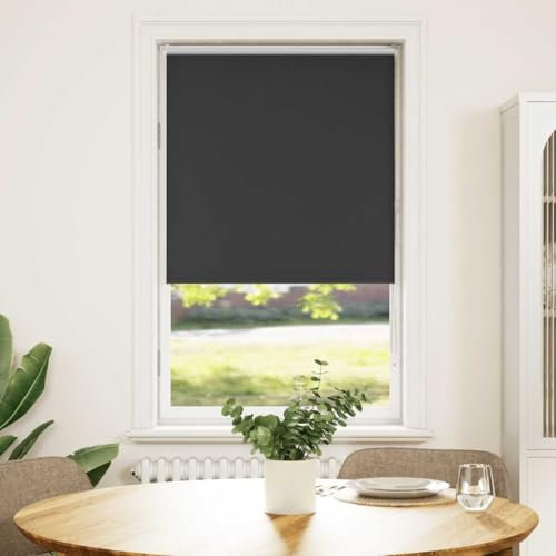 vidaXL Verdunkelungsrollo Schwarz 70x130 cm Stoffbreite 65,7 cm, Rollo, Klemmfix, Thermorollo, Verdunklungsrollo, Klemmrollo, Fensterrollo