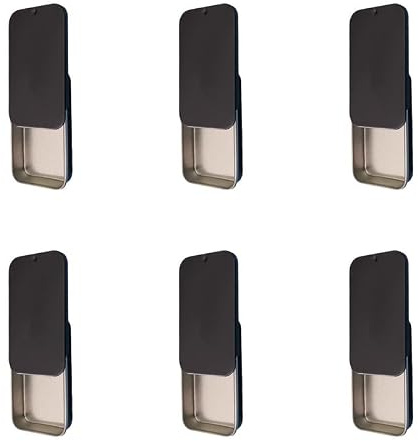 6PCS Rectangular Tin Boxes with Lids,Matte Black Metal Slide Top Tin Containers For Home Storage Organizer,6cm*3.4cm*1.1cm