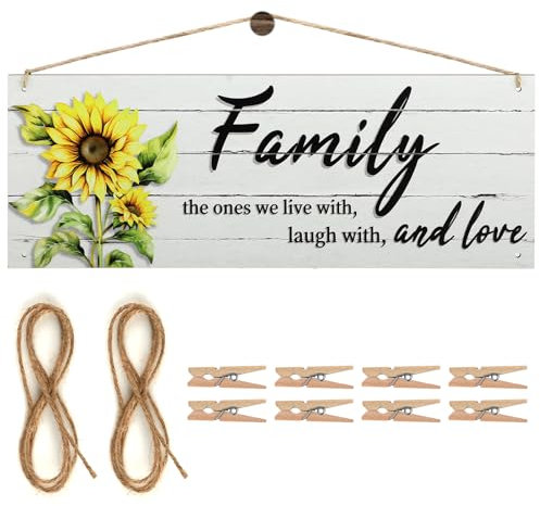 Bilderrahmen Collage - Holz Bilderrahmen für Fotos - Mit 8 Kleinen Holzklammern und 2 Hanfseilen - Ideal für Geschenk für Oma, Oma Geschenk Geburtstag, Personalisierte Geschenke Oma - Für Wohnkultur