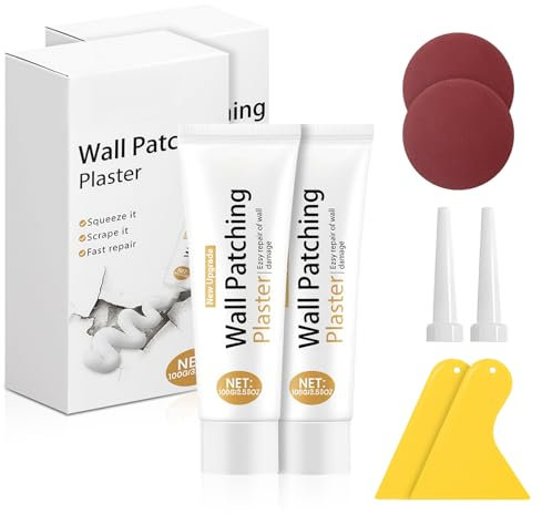 100 g de mastic blanc intérieur – 2 kits de réparation murale pour le remplissage des trous muraux, 2 lames de traction, 2 papiers abrasifs, 2 rallonges de buse, remplissage de trous de mur blanc pour