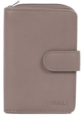 FAGOLA - Portefeuille 2 Volets Stop RFID - Compatible Cartes de crédit, CNI et permis de Conduire - pour Femme - Collection Émy - Gris