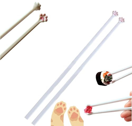 Palillos de pata de gato, palillos Meowgicchopsticks, lindas y únicas huellas de patas, reutilizables, antideslizantes, regalos creativos para familiares y amigos (1 par)