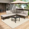 PUGSDRLY Salon de Jardin Exterieur avec Cadre en Fer Galvanisé,Ensemble de 6 Fauteuils,Ensemble Canapé Jardin Exterieur avec Coussins et Dossier,Plateau de Table en Verre,Design Corde Tressée (Beige)