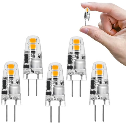 I-SHUNFA Bombillas LED G4,1.2W Blanco Cálido 3000K Bombillas LED 12V Reemplazo para 10W-15W Bombillas Halógenas,120lm No Regulable, Pequeñas para Campana extractora, Cocina (Paquete de 5)