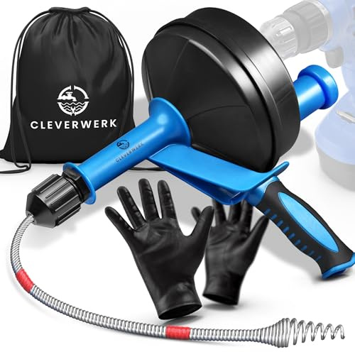 CLEVERWERK Rohrreinigungsspirale NEU [Spannfutter]7,5m lange Abflussspirale┃ Rohrreiniger Spirale mit Metermarkierungen┃Abflussreiniger Spirale Abfluss Rohrreinigung für Waschbecken, Bad, Küche