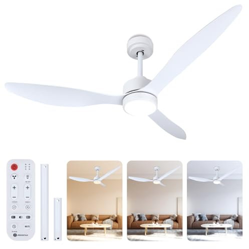 Aigostar 52″ Ventilador de Techo con Luz Silencioso, Motor DC Reversible 40W, Mando a Distancia, 6 Velocidades, Luz Regulable (2700K-6500K), Ideal para Dormitorio, Sala o Cocina. Ø132 cm