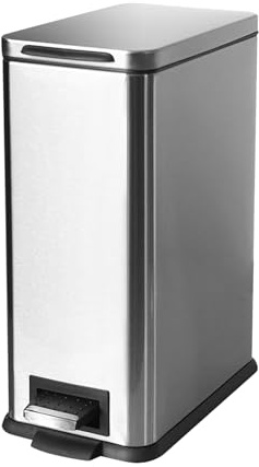 JM ·YIPENG Kitchen Bin, Bathroom Bin with Lid, Slim Pedal Bin for Kitchen | Silver 17L Rubbish Bin with Soft-Close Lid,Kitchen Pedal Bin, Bathroom Bin, Inner Bucket, for Kitchen, Living Room and Office