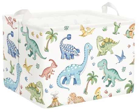 Clastyle 36L Kids Laundry Basket Dinosaur Clothes Toys Storage Box | Large Storage Basket for Toys Clothes Books, 25kg Load Capacity, Freestanding, Waterproof, Collapsible
