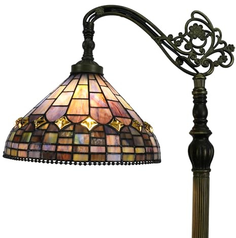 Tokira Tiffany Stehlampe Vintage Stehleuchte, 12 Zoll Buntglas Bodenleuchte Rustikale Ecke Schwanenhals Stehlampe, mit verstellbarem Winkel für Wohnkultur Wohnzimmer Schlafzimmer