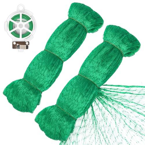 2Pcs 4m × 10m Garden Netting Mesh, Bird Netting for Garden with 20m Garden Wire, Veg Patch Fine Mesh for Fruit, Seeds Pond Cover, Plant Protection, Garden Mesh Fence, Strawberry Netting