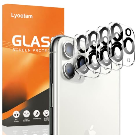 Lyootam 4 Pack Camera Lens Protector for iPhone 11 Pro/11 Pro Max Series, Tempered Glass, 9H Hardness, Scratch Resistant, HD Clarity, Case Friendly
