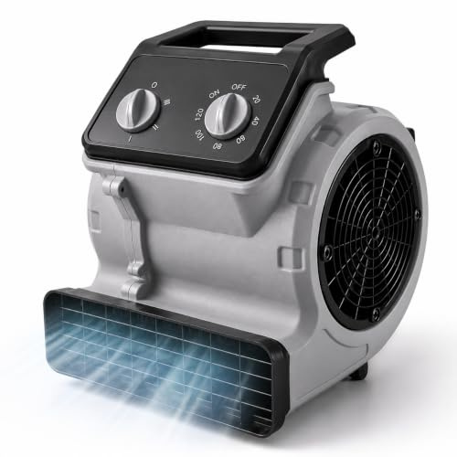 700CFM Air Mover Carpet Dryer Gym Fan with Timer,3 Speeds,Max 34mph Airflow | Blower Fan with 3 Adjustable Tilt, Low Noise Powerful Fan, Cooling Floor Fan for Indoor Treadmill Running, Cycling, Carpet