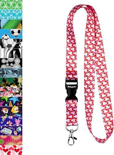 Umhängeband mit Metallclip für Kartenhalter 1 Hearts pink