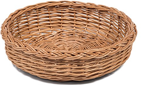 Prestige Wicker Round Bread Display Basket, Wicker, Natural, 35 x 35 x 10 cm